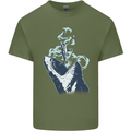 Megalodon v Great White Shark v Scuba Diver Mens Cotton T-Shirt Tee Top Military Green