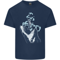 Megalodon v Great White Shark v Scuba Diver Mens Cotton T-Shirt Tee Top Navy Blue