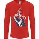 Megalodon v Great White Shark v Scuba Diver Mens Long Sleeve T-Shirt Red