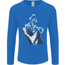 Megalodon v Great White Shark v Scuba Diver Mens Long Sleeve T-Shirt Royal Blue