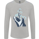 Megalodon v Great White Shark v Scuba Diver Mens Long Sleeve T-Shirt Sports Grey