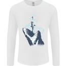Megalodon v Great White Shark v Scuba Diver Mens Long Sleeve T-Shirt White