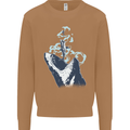 Megalodon v Great White Shark v Scuba Diver Mens Sweatshirt Jumper Caramel Latte
