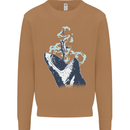 Megalodon v Great White Shark v Scuba Diver Mens Sweatshirt Jumper Caramel Latte