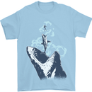 Megalodon v Great White Shark v Scuba Diver Mens T-Shirt 100% Cotton Light Blue