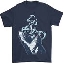 Megalodon v Great White Shark v Scuba Diver Mens T-Shirt 100% Cotton Navy Blue