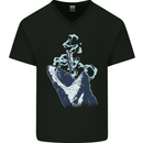 Megalodon v Great White Shark v Scuba Diver Mens V-Neck Cotton T-Shirt Black