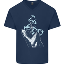 Megalodon v Great White Shark v Scuba Diver Mens V-Neck Cotton T-Shirt Navy Blue