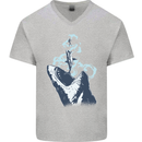 Megalodon v Great White Shark v Scuba Diver Mens V-Neck Cotton T-Shirt Sports Grey