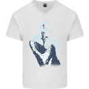 Megalodon v Great White Shark v Scuba Diver Mens V-Neck Cotton T-Shirt White