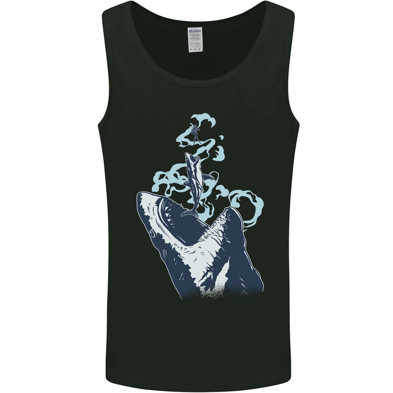 Megalodon v Great White Shark v Scuba Diver Mens Vest Tank Top Black