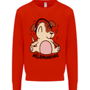 Melomaniac Dog Yoga Meditation Funny Kids Sweatshirt Jumper Bright Red