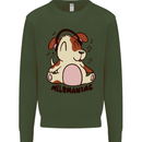 Melomaniac Dog Yoga Meditation Funny Kids Sweatshirt Jumper Forest Green