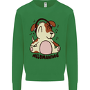 Melomaniac Dog Yoga Meditation Funny Kids Sweatshirt Jumper Irish Green