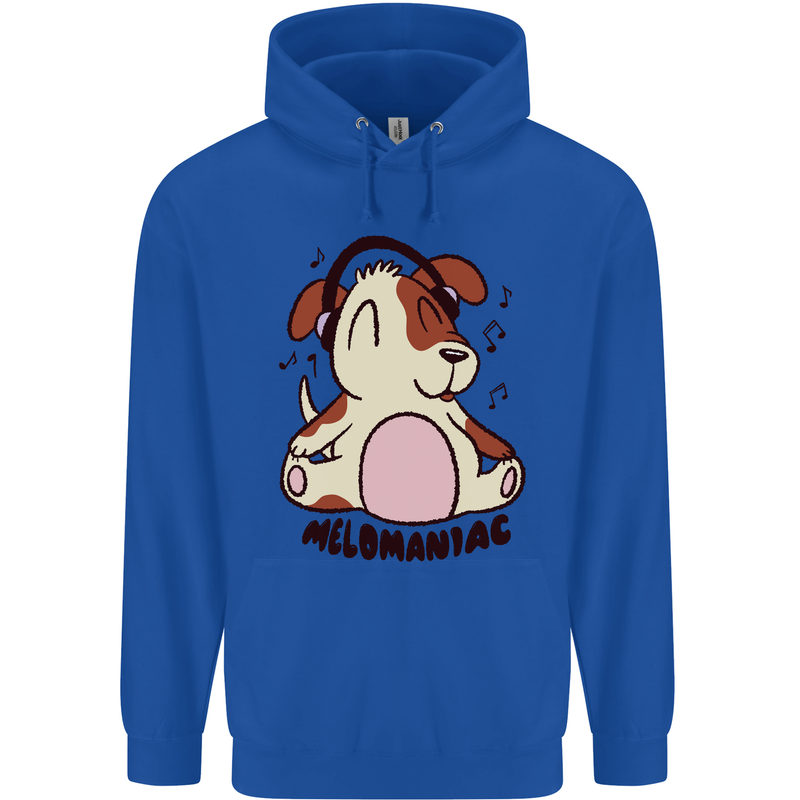 Melomaniac Dog Yoga Meditation Funny Mens 80% Cotton Hoodie Royal Blue