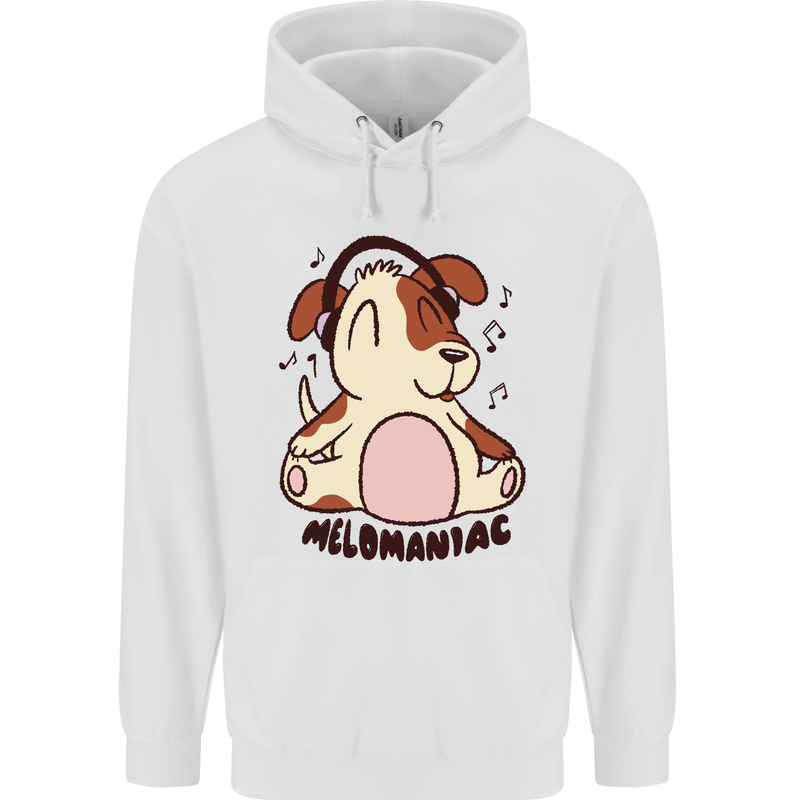 Melomaniac Dog Yoga Meditation Funny Mens 80% Cotton Hoodie White