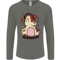 Melomaniac Dog Yoga Meditation Funny Mens Long Sleeve T-Shirt Charcoal
