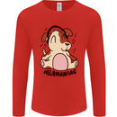 Melomaniac Dog Yoga Meditation Funny Mens Long Sleeve T-Shirt Red