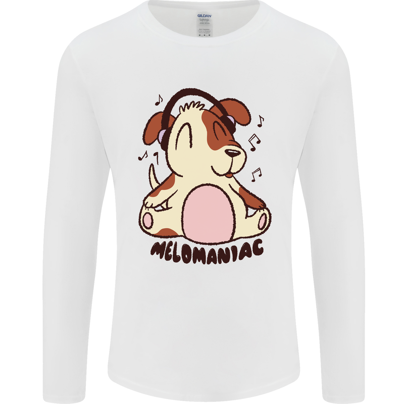 Melomaniac Dog Yoga Meditation Funny Mens Long Sleeve T-Shirt White