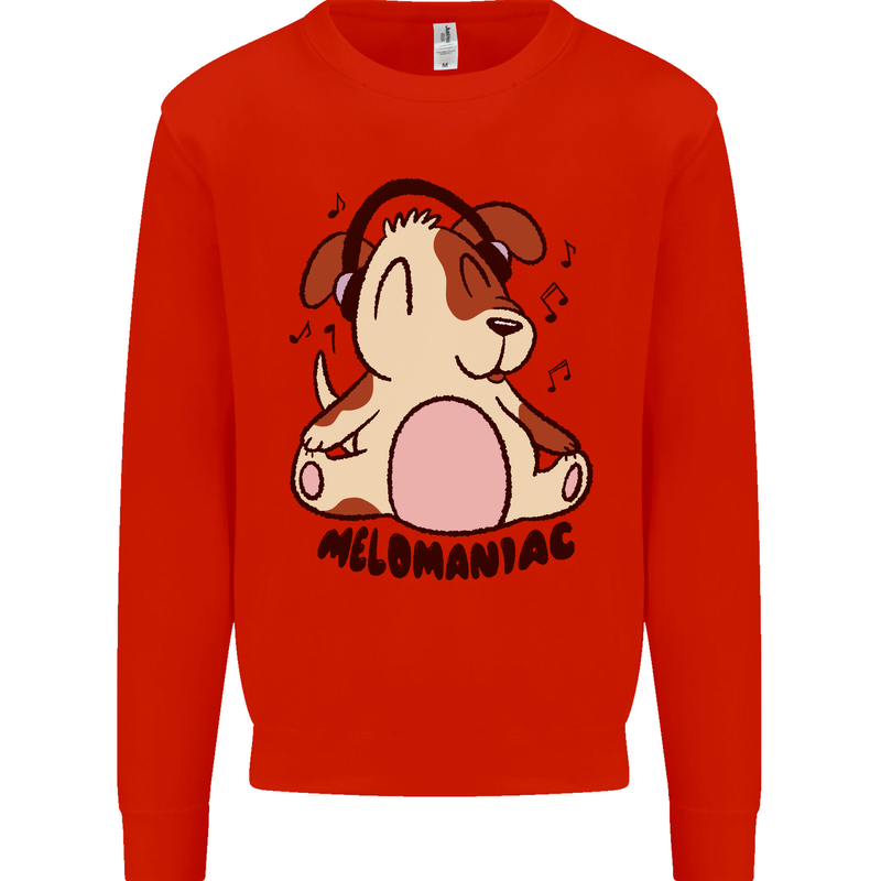 Melomaniac Dog Yoga Meditation Funny Mens Sweatshirt Jumper Bright Red