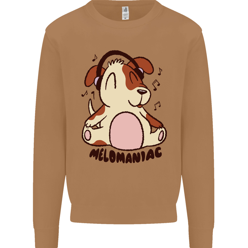 Melomaniac Dog Yoga Meditation Funny Mens Sweatshirt Jumper Caramel Latte
