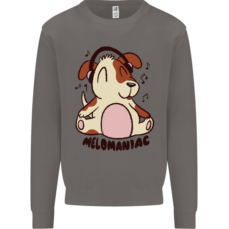 Melomaniac Dog Yoga Meditation Funny Mens Sweatshirt Jumper Charcoal