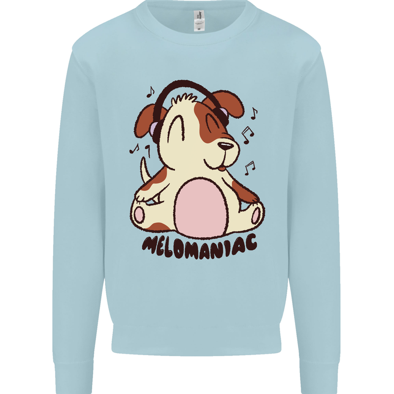 Melomaniac Dog Yoga Meditation Funny Mens Sweatshirt Jumper Light Blue