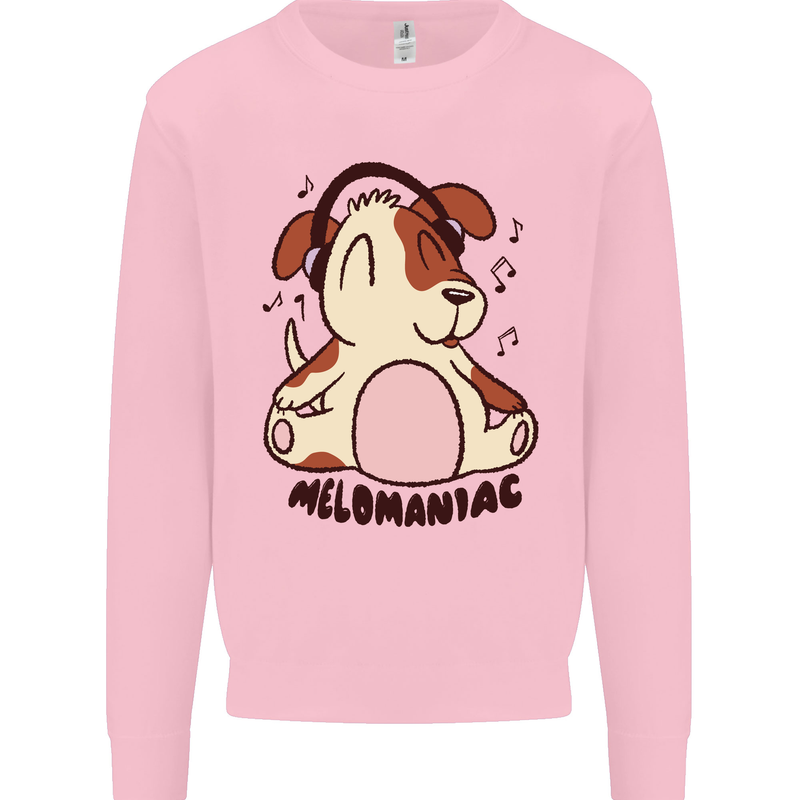 Melomaniac Dog Yoga Meditation Funny Mens Sweatshirt Jumper Light Pink