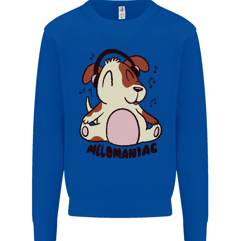 Melomaniac Dog Yoga Meditation Funny Mens Sweatshirt Jumper Royal Blue