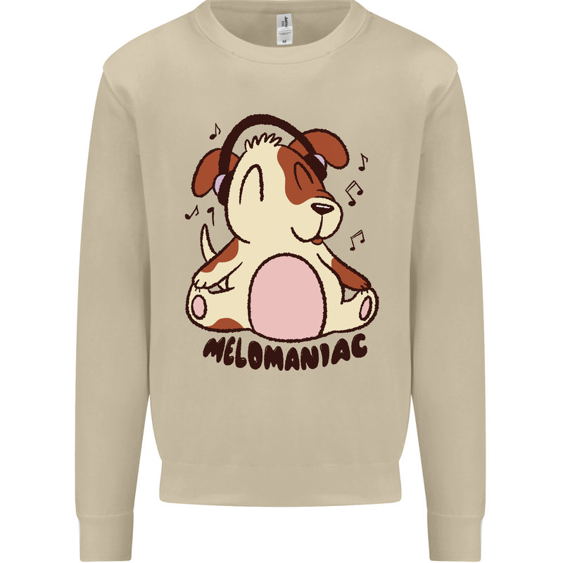 Melomaniac Dog Yoga Meditation Funny Mens Sweatshirt Jumper Sand