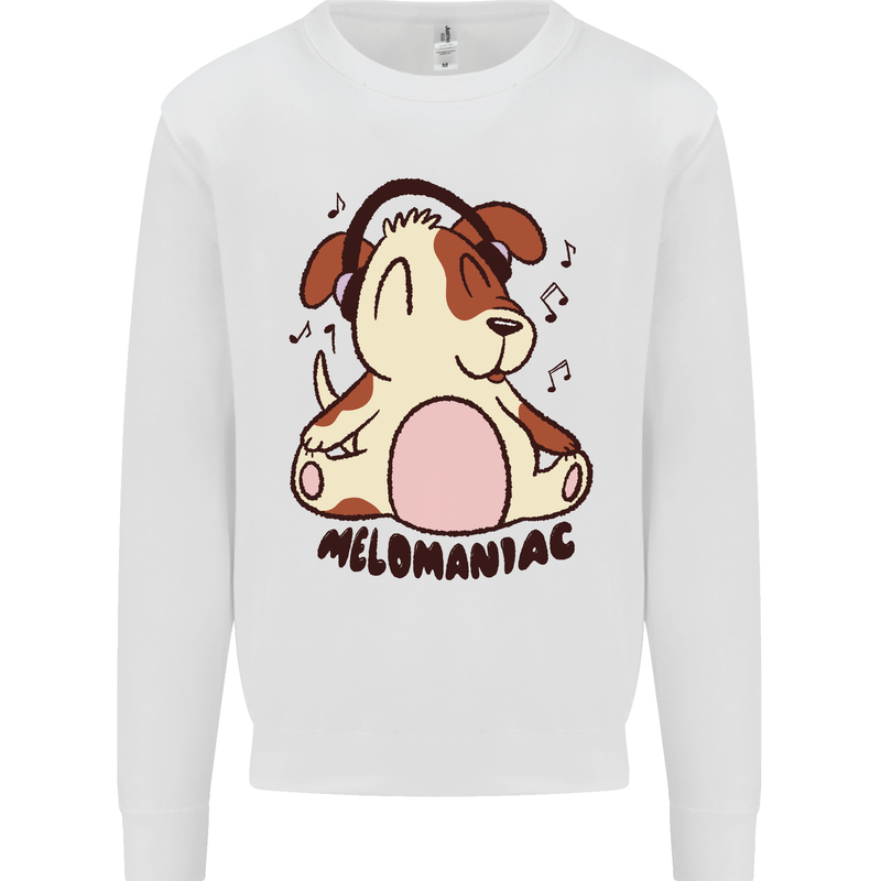 Melomaniac Dog Yoga Meditation Funny Mens Sweatshirt Jumper White