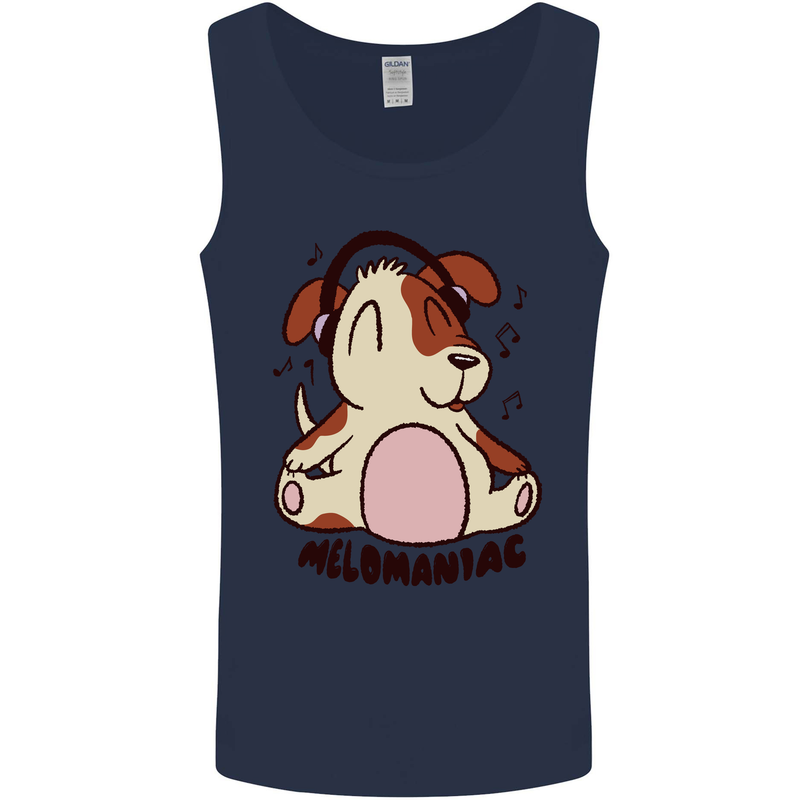 Melomaniac Dog Yoga Meditation Funny Mens Vest Tank Top Navy Blue
