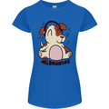 Melomaniac Dog Yoga Meditation Funny Womens Petite Cut T-Shirt Royal Blue
