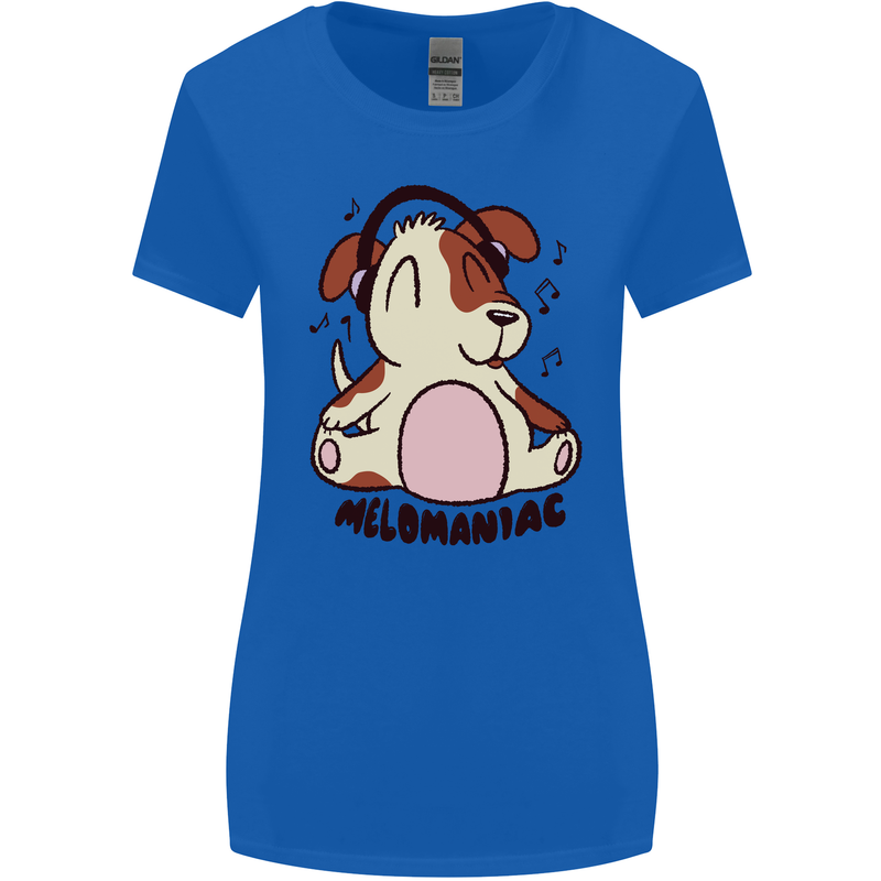 Melomaniac Dog Yoga Meditation Funny Womens Wider Cut T-Shirt Royal Blue