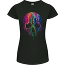 Melting Skull Biker Motorcycle Gothic Womens Petite Cut T-Shirt Black