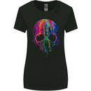 Melting Skull Biker Motorcycle Gothic Womens Wider Cut T-Shirt Black