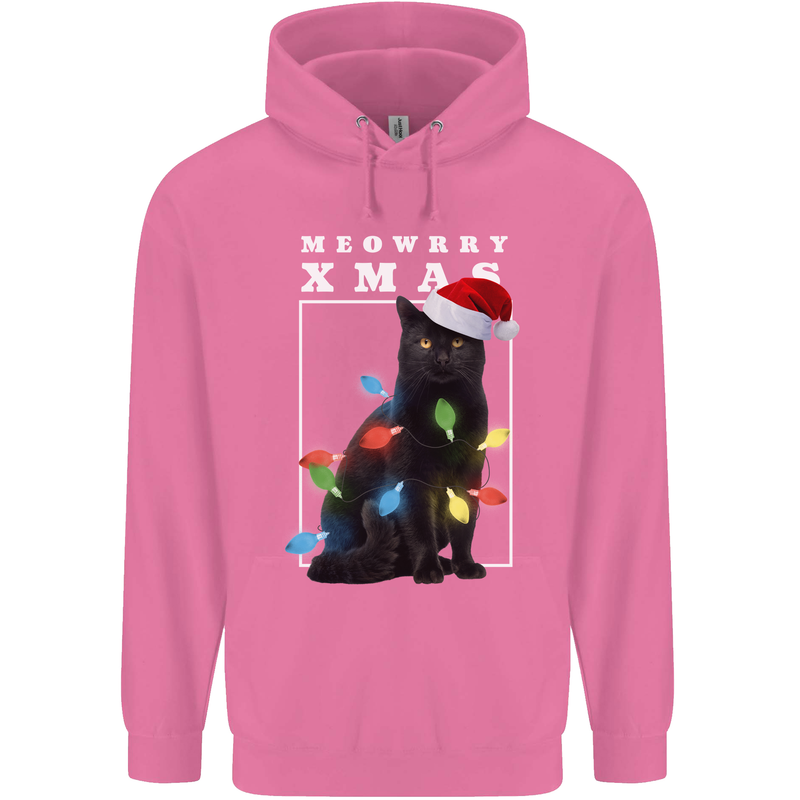 Meowy Christmas Tree Funny Cat Xmas Childrens Kids Hoodie Azalea