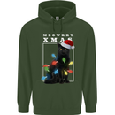 Meowy Christmas Tree Funny Cat Xmas Childrens Kids Hoodie Forest Green