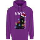 Meowy Christmas Tree Funny Cat Xmas Childrens Kids Hoodie Purple