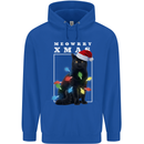 Meowy Christmas Tree Funny Cat Xmas Childrens Kids Hoodie Royal Blue