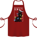 Meowy Christmas Tree Funny Cat Xmas Cotton Apron 100% Organic Maroon