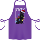 Meowy Christmas Tree Funny Cat Xmas Cotton Apron 100% Organic Purple