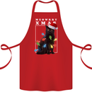 Meowy Christmas Tree Funny Cat Xmas Cotton Apron 100% Organic Red