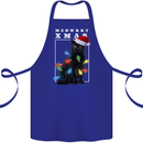 Meowy Christmas Tree Funny Cat Xmas Cotton Apron 100% Organic Royal Blue