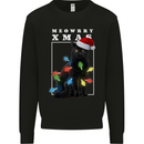 Meowy Christmas Tree Funny Cat Xmas Kids Sweatshirt Jumper Black