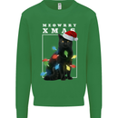 Meowy Christmas Tree Funny Cat Xmas Kids Sweatshirt Jumper Irish Green