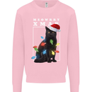 Meowy Christmas Tree Funny Cat Xmas Kids Sweatshirt Jumper Light Pink