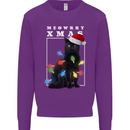 Meowy Christmas Tree Funny Cat Xmas Kids Sweatshirt Jumper Purple
