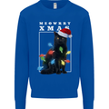 Meowy Christmas Tree Funny Cat Xmas Kids Sweatshirt Jumper Royal Blue