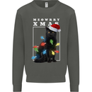 Meowy Christmas Tree Funny Cat Xmas Kids Sweatshirt Jumper Storm Grey